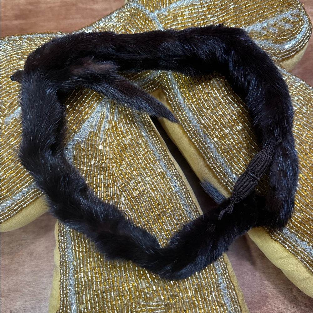Vintage Mink Sable Real Fur Pelt Stole Collar Wrap (2) Full Bodies